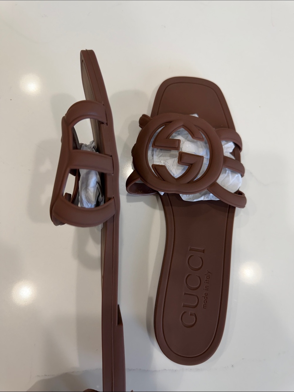 Brown Logo Slide Sandals - Women's - Picture 5 of 7